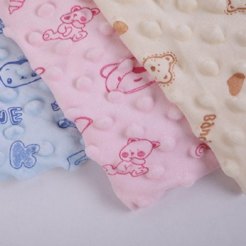 Wholesale soft touch knitted velvet cartoon printed embossed bubble baby dot minky fabric