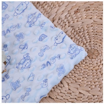 Wholesale soft touch knitted velvet cartoon printed embossed bubble baby dot minky fabric