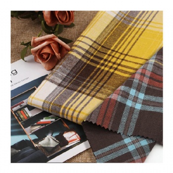 Hot selling 100percent cotton woven yarn dyed plaid flannel fabric for shirting