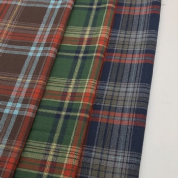 Hot selling 100percent cotton woven yarn dyed plaid flannel fabric for shirting