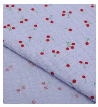 Soft skin Double-layer crepe printed cotton gauze fabric autumn and winter pajamas fabric