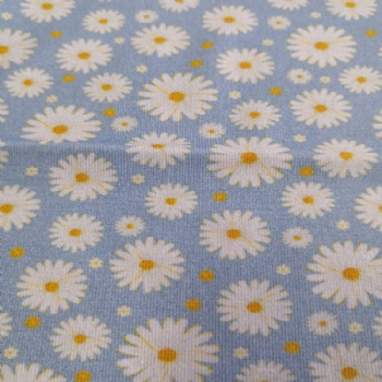 High Elastic Light Blue Daisy Pattern Garment Knitted Digital Printed Organic Bamboo Cotton Fabric