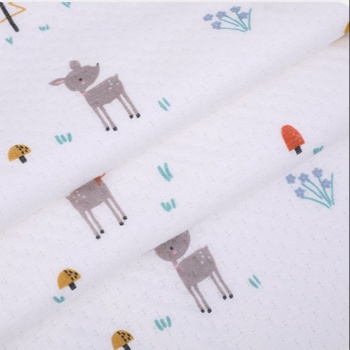 Bamboo fiber cartoon printing air layer knitted bamboo fiber fabric for baby quilt underwear