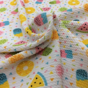 2023 new fashion custom polyester spandex digital printed bullet fabric for baby clothes bows