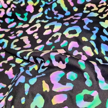 Custom printed color changing rainbow polyester stretch iridescent reflective fabric for windbreaker coat