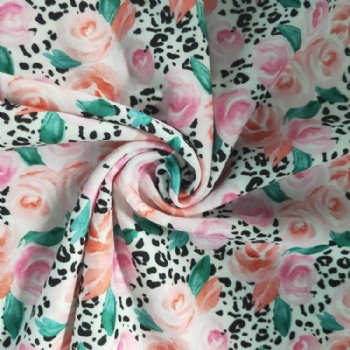 High quality custom floral pattern printed polyester french terry cloth fabric