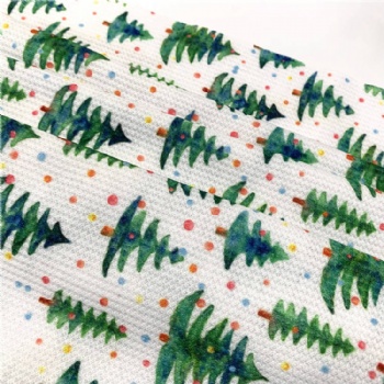 New Design Christmas Trees Polyester Knitted Custom Printing Waffle Fabric for Sofa Cover Garment