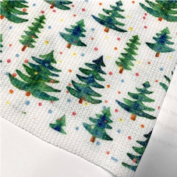 New Design Christmas Trees Polyester Knitted Custom Printing Waffle Fabric for Sofa Cover Garment