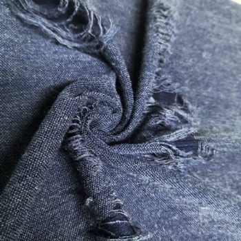 Dark Blue Solid Colors Jersey Jacquard Distressed Fabric for Hoodies