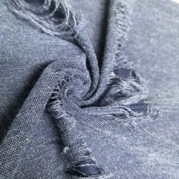 Dark Blue Solid Colors Jersey Jacquard Distressed Fabric for Hoodies