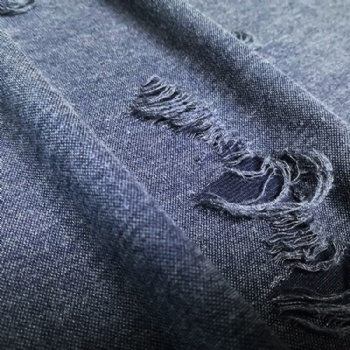 Dark Blue Solid Colors Jersey Jacquard Distressed Fabric for Hoodies