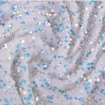 Wholesale shining backdrop bridal white velvet sequin fabric for wedding dress